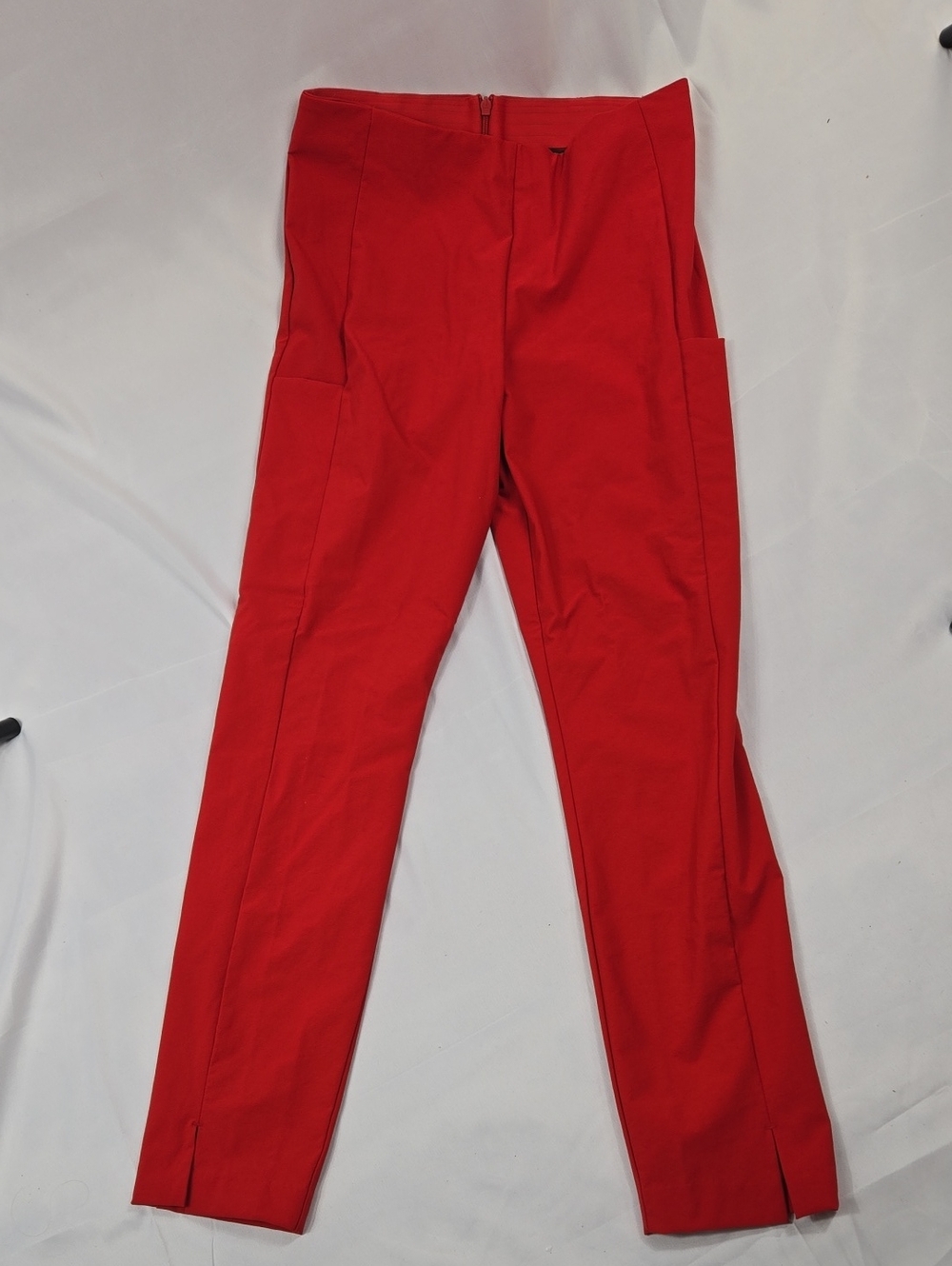 Athleta Bright Red Stretch Tapered Pants Back Zip 6